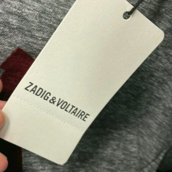 Zadig & Voltaire Flocked Rock Detail Tee Gray M - Picture 4 of 12